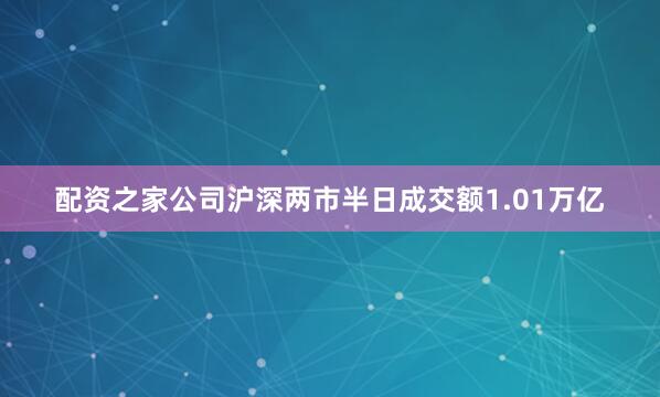 配资之家公司沪深两市半日成交额1.01万亿