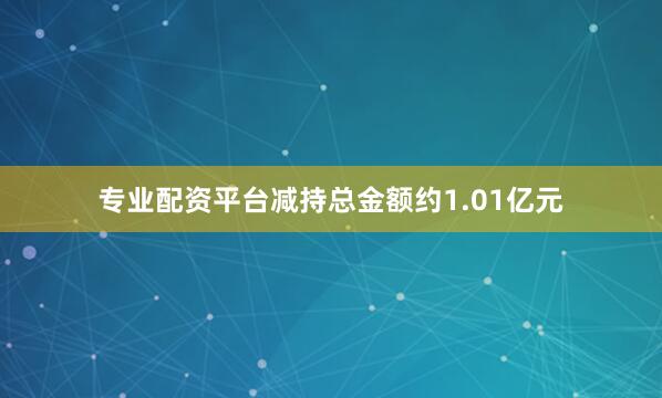 专业配资平台减持总金额约1.01亿元